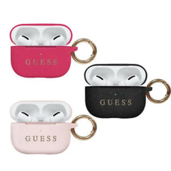 GUESS Pink Gold Glitter AirPod PRO Keychain Case - Picture 2 of 13